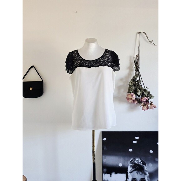 Express Tops - express top Woman's S White Black Lace Sheer Vintage Romantic